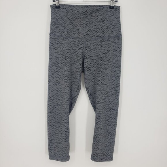 Lululemon Wunder Under Cropped Leggings 6 Luon Roll Down Dottie Dash Slate Gray - Picture 3 of 10